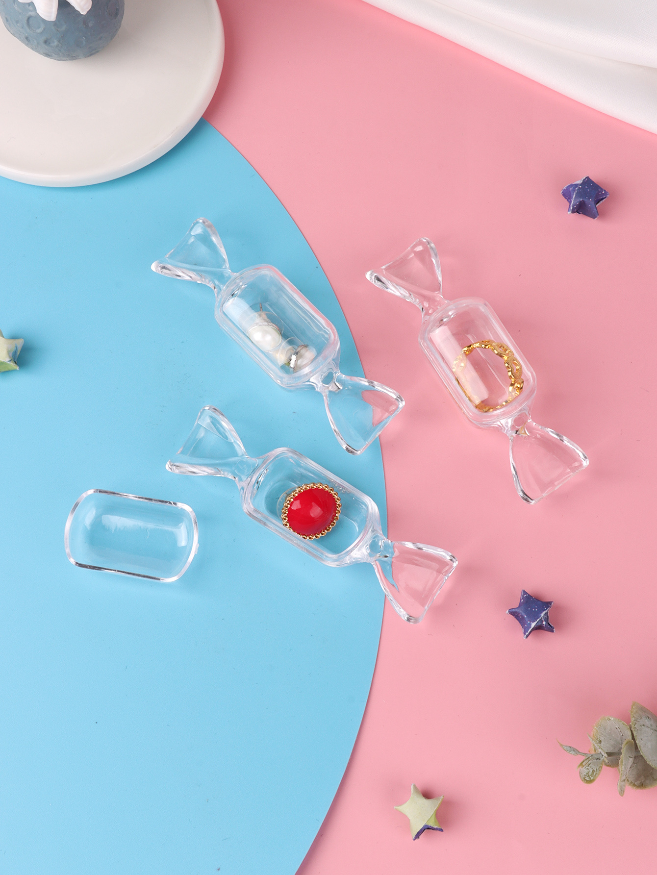 clear plastic insert candy ring small jewelry storage box - {region_name}