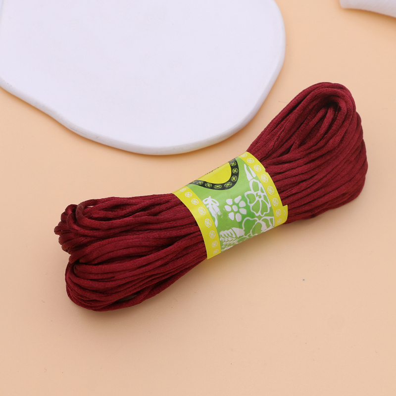 Mandala Crafts Nylon Satin Cord Rattail Trim Thread for Chinese Knotting Kumihimo Beading Macram Jewelry Making Sewing (1mm 109 Yards Champagne)