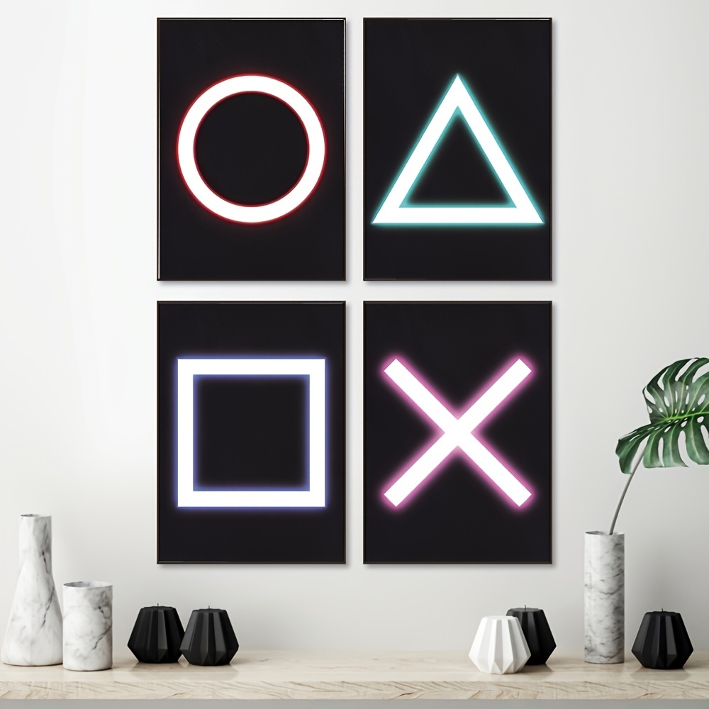 4pcs/set Neon Video Game Sign Posters - Playroom Decorative Wall Art for  Gamers - Vibrant Colors and Retro Style - No Frame Needed