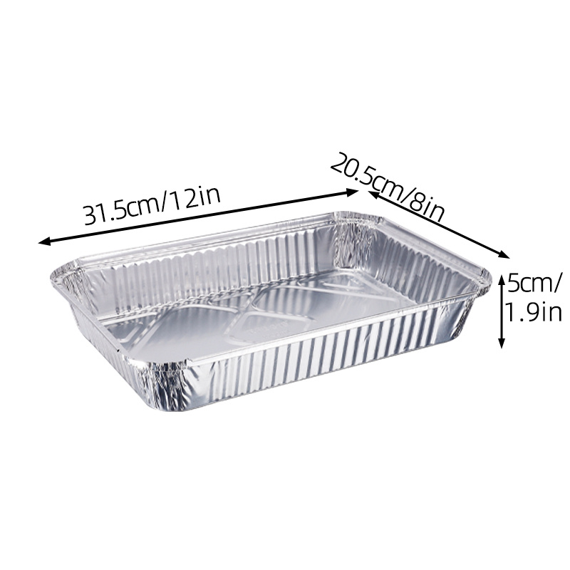 50Pcs Disposable Rectangle Aluminum Foil Food Tray Baking Pan