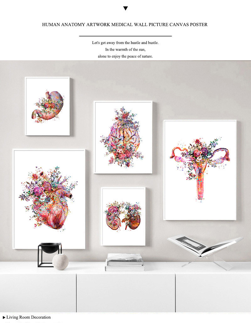 Anatomy Art Floral Organs Canvas Painting Posters Pinky - Temu South Africa