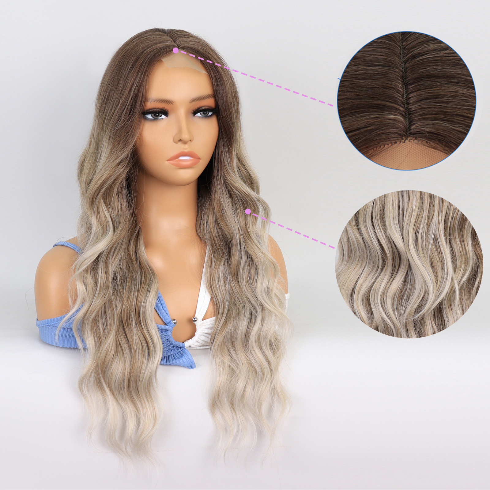 Long Wavy Wigs Women Synthetic Wigs Middle Part Natural Temu