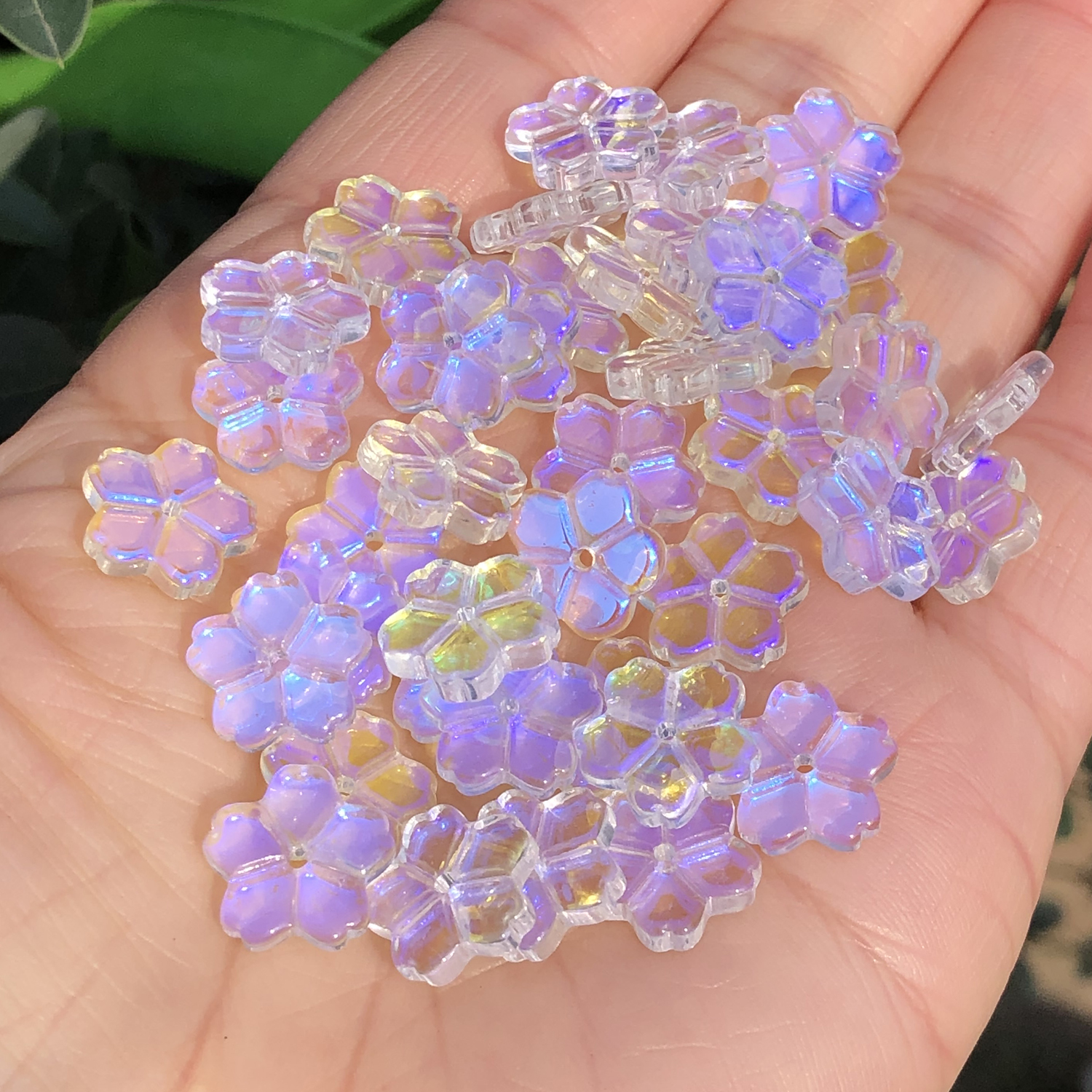 Czech Glass Beaded Chain Purple Flower - 1 Foot - Bead Inspirations