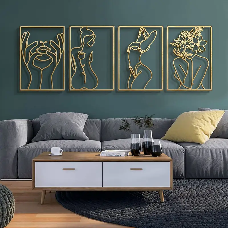 1pc modern metal wall decor abstract female silhouette sculpture for bedroom living room and bathroom thickened line art design for elegant home decor details 0