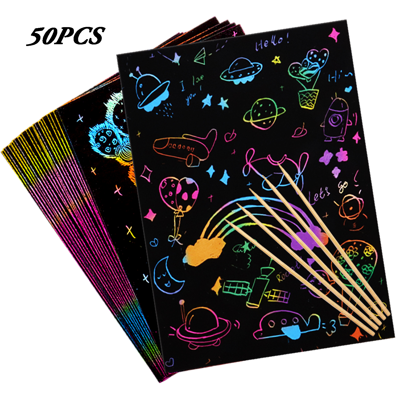 Scratch Paper Rainbow Painting Sketch Pads Diy Art Craft - Temu