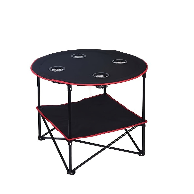 Portable Collapsible Camping Table With 4 Cup Holders And Carrying Bag