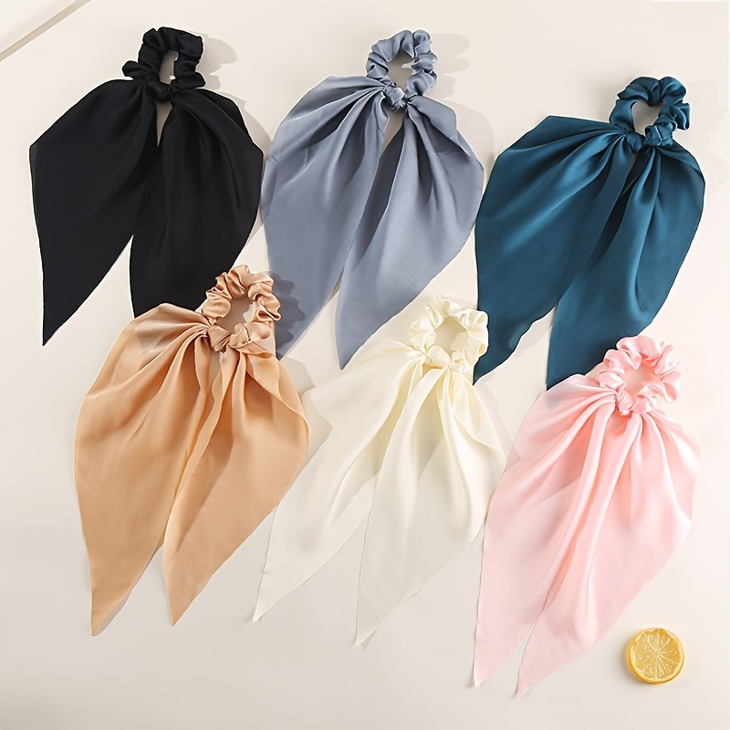 

6pcs Satin Knotted Bow Hair Scarf Scrunchies - Elastic Hair Ties For Women And - Red Ponytail Holder For A Stylish And Comfortable Hair Accessory