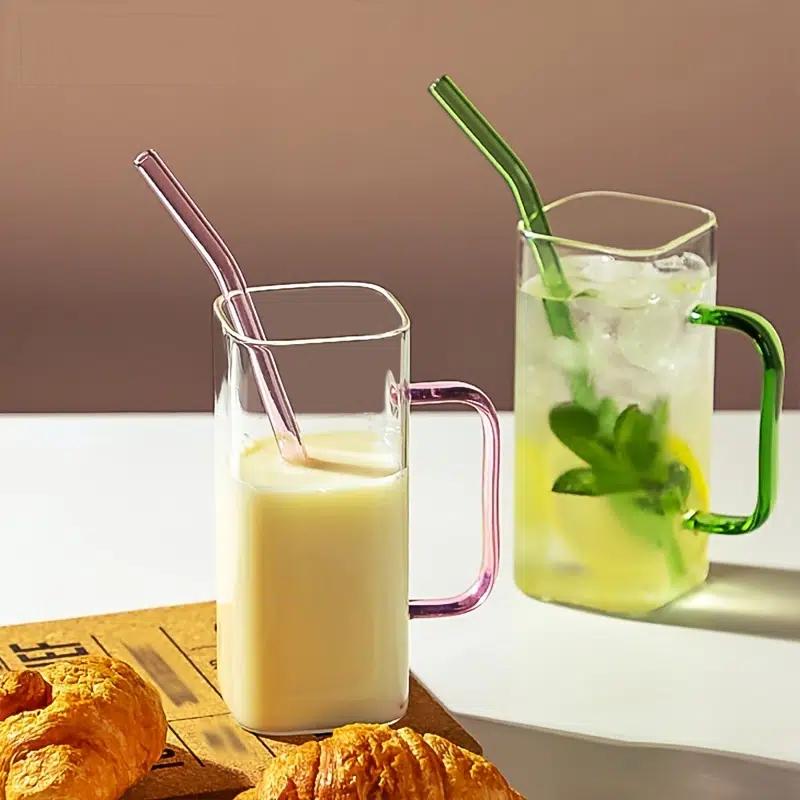 Glass Cup With Lid, Straw, And Handle - Perfect For Soda, Iced Coffee,  Milk, Whiskey, Bubble Tea, Water, Juice - Bpa-free And Dishwasher Safe -  Temu