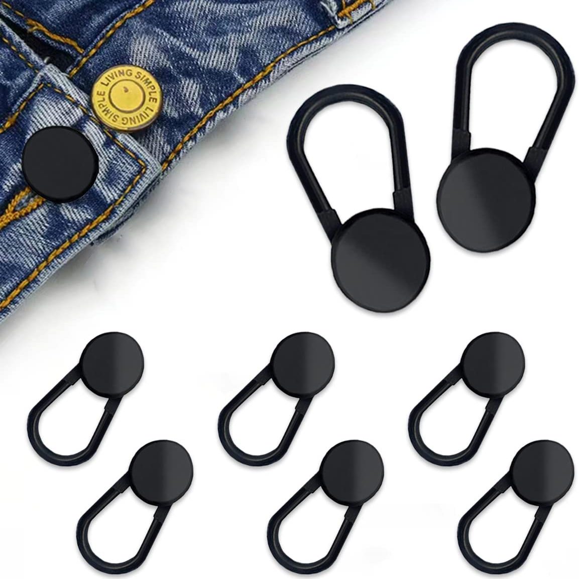 Elastic Button Extender for Men and Women, Waist Extender Adjustable for  Trousers, Dress and Jeans, 6 Pack (3 Colors)