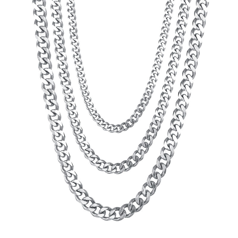 Wide Stainless Steel Chain Men's Unisex Silvery Link Chains Chokers Necklace 3mm 5mm 7mm,Temu