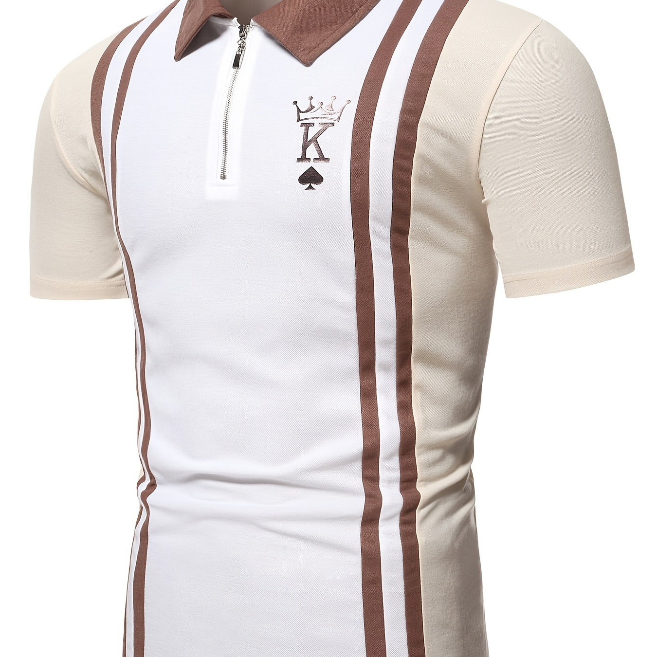 

Men's 1/4 Zipper Fashion Colorblock Casual Lapel Short Sleeve Shirt