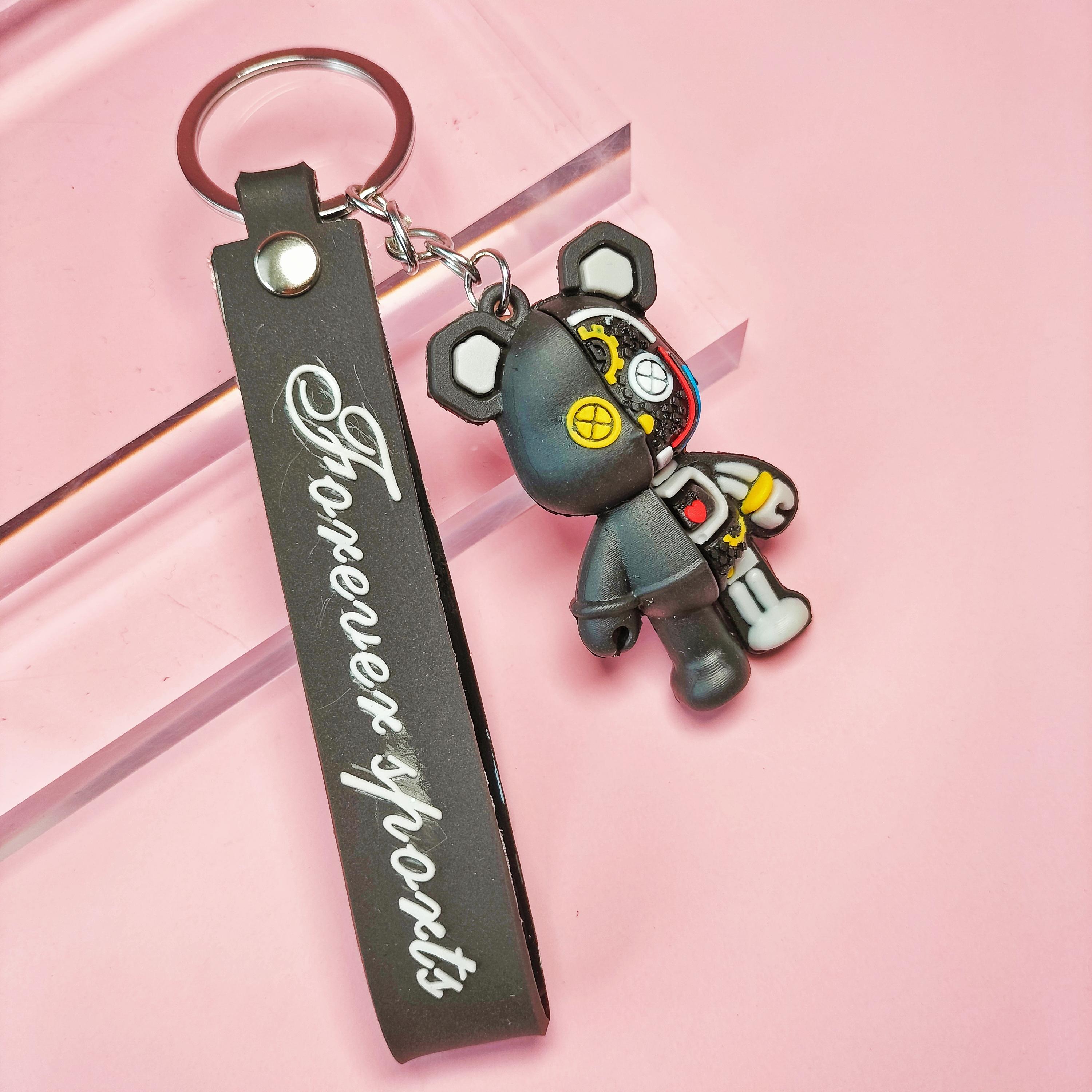 Trendy Cool Bear Doll Anime Keychain For Men, Exquisite Key