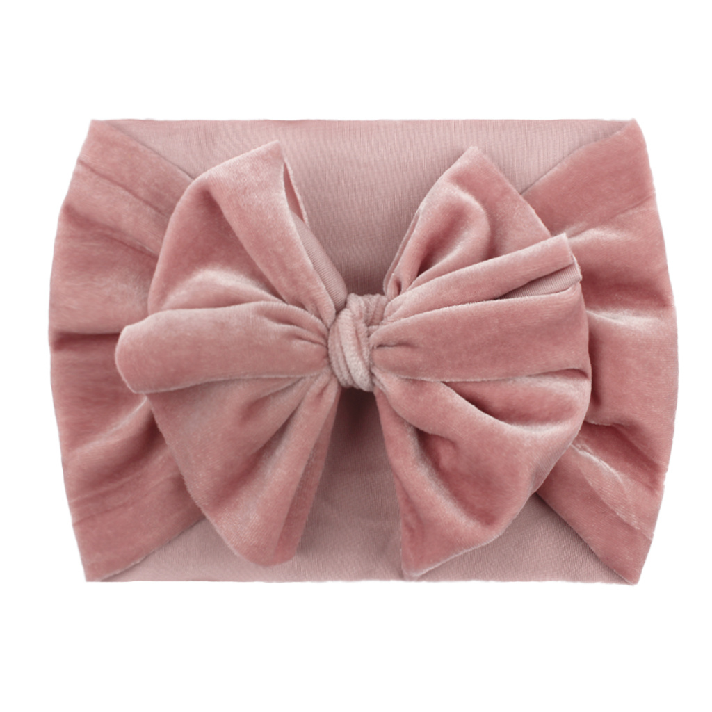 Image of Trendy Cute Elastic Bow Velvet Headband Soft Comfortable Breathable Decorative Hair Accessories Photography Props For Newborn Baby Girls, For Gifts