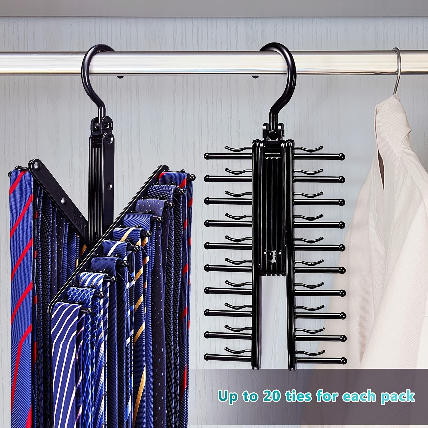 

1 Pc Space-saving Tie And Belt Holder With Swivel Bracket And Anti-slip Clip
