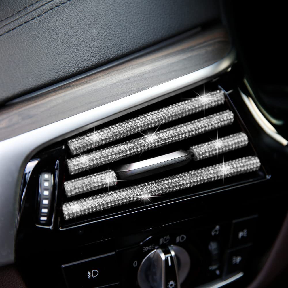 10pcs Car Artificial Diamond Air Vent Decorative Strips Car Interior