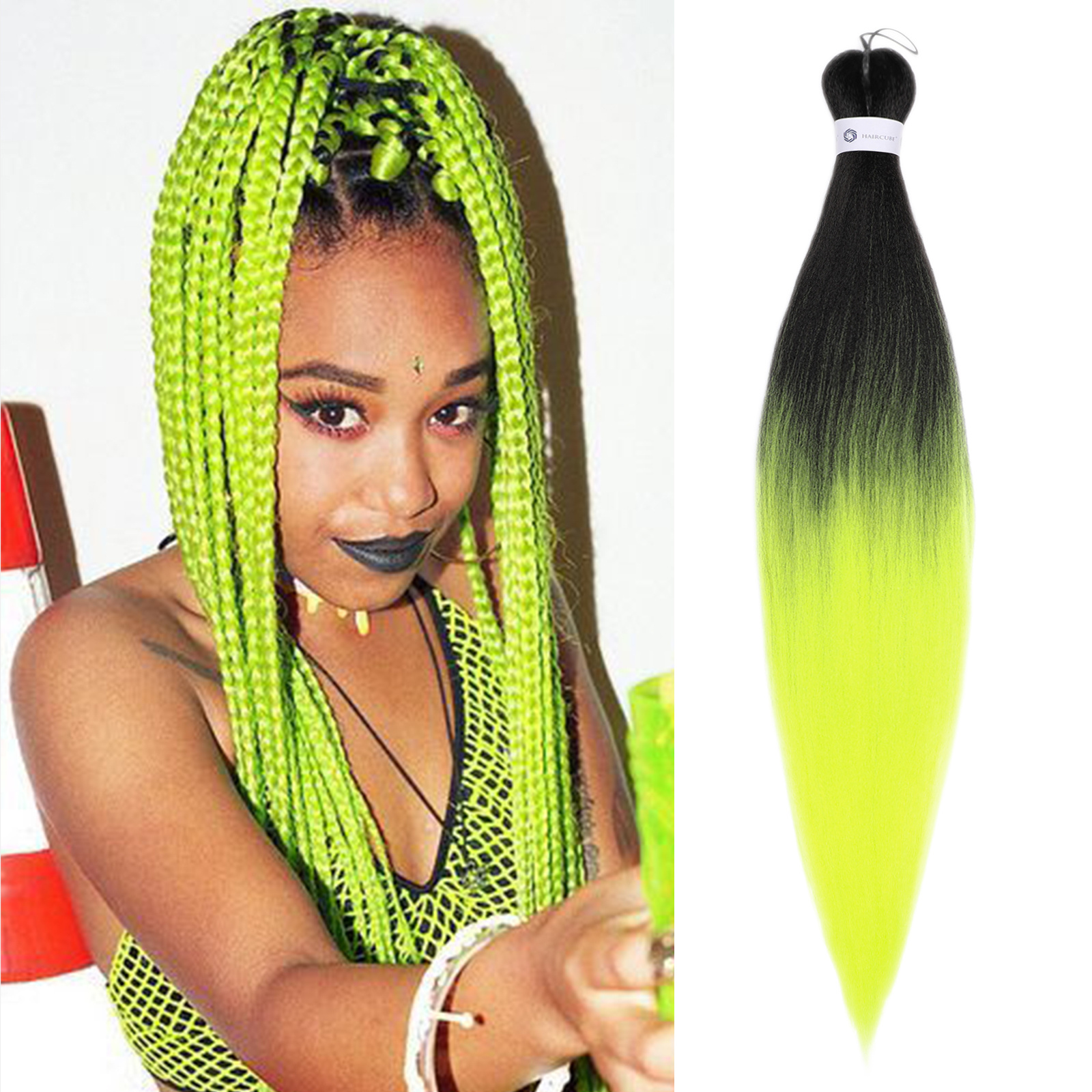 Pre stretched Braiding Hair Extensions Ombre Black Green - Temu