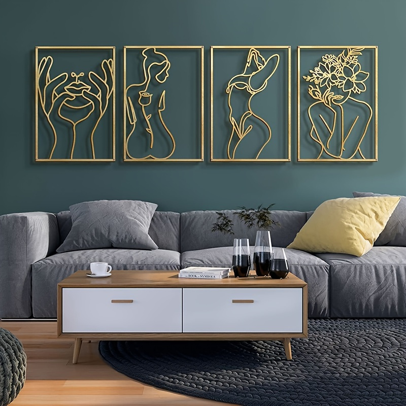 1pc Thickened Modern Metal Line Art Wall Decor Simple Silhouette Female