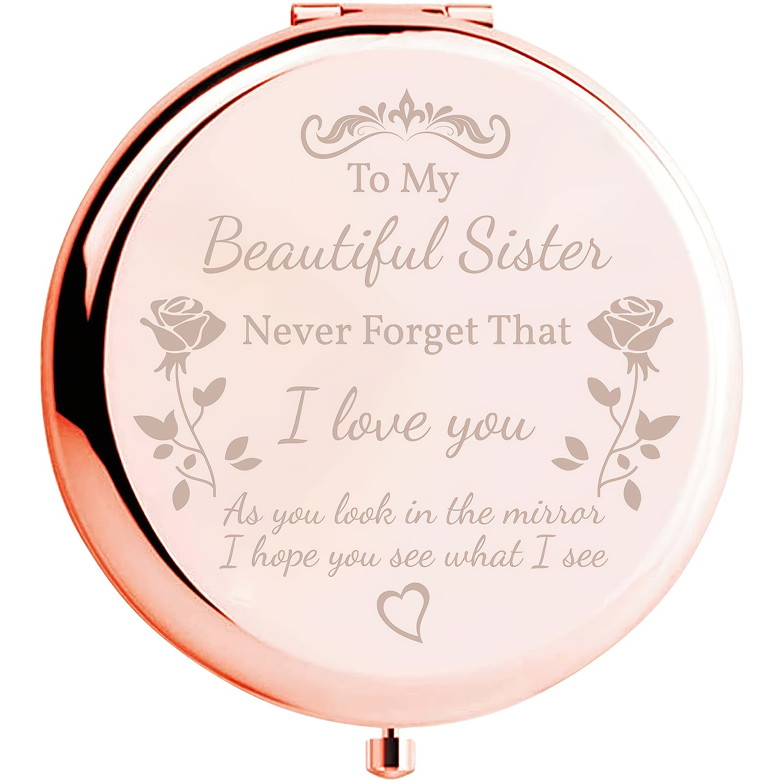 

Sister Gifts Compact Mirror, To My Beautiful Sister Gorgeous Rose Gold Makeup Mirror Unique Friendship Gift For Women Girls Sisters Best Friends Gift For Women Sister Gifts From Sister
