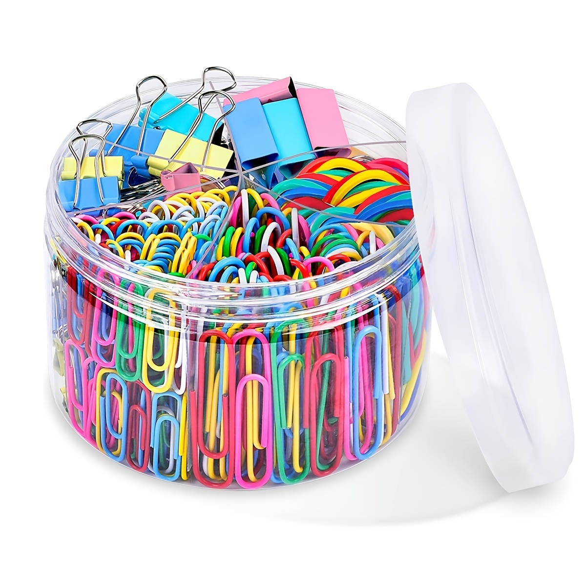 

240pcs Paper Clips Binder Clips, Colored Office Clips Set - Assorted Sizes Paperclips Paper Clamps Rubber Bands For Office And School Supplies, Document Organizing