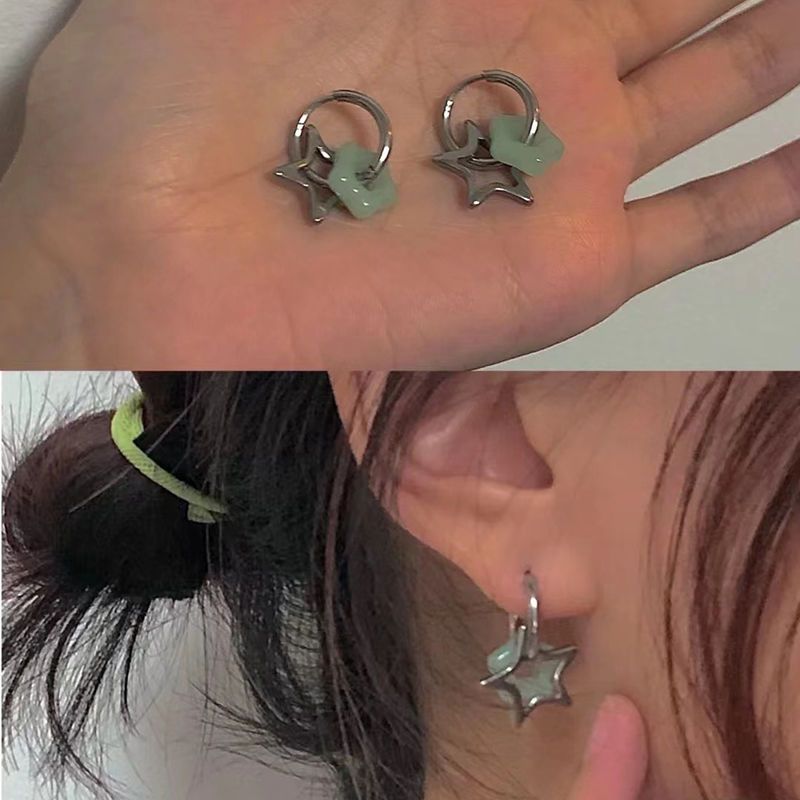 Green on sale star earrings