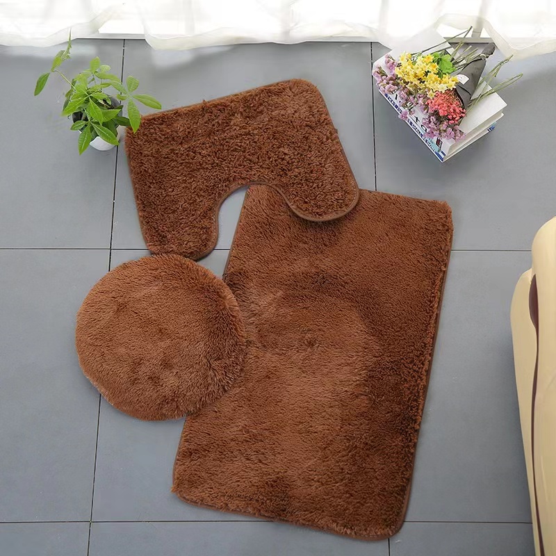 Bath Mat Set Shaggy Washable Bath Mat Non slip Thickened - Temu