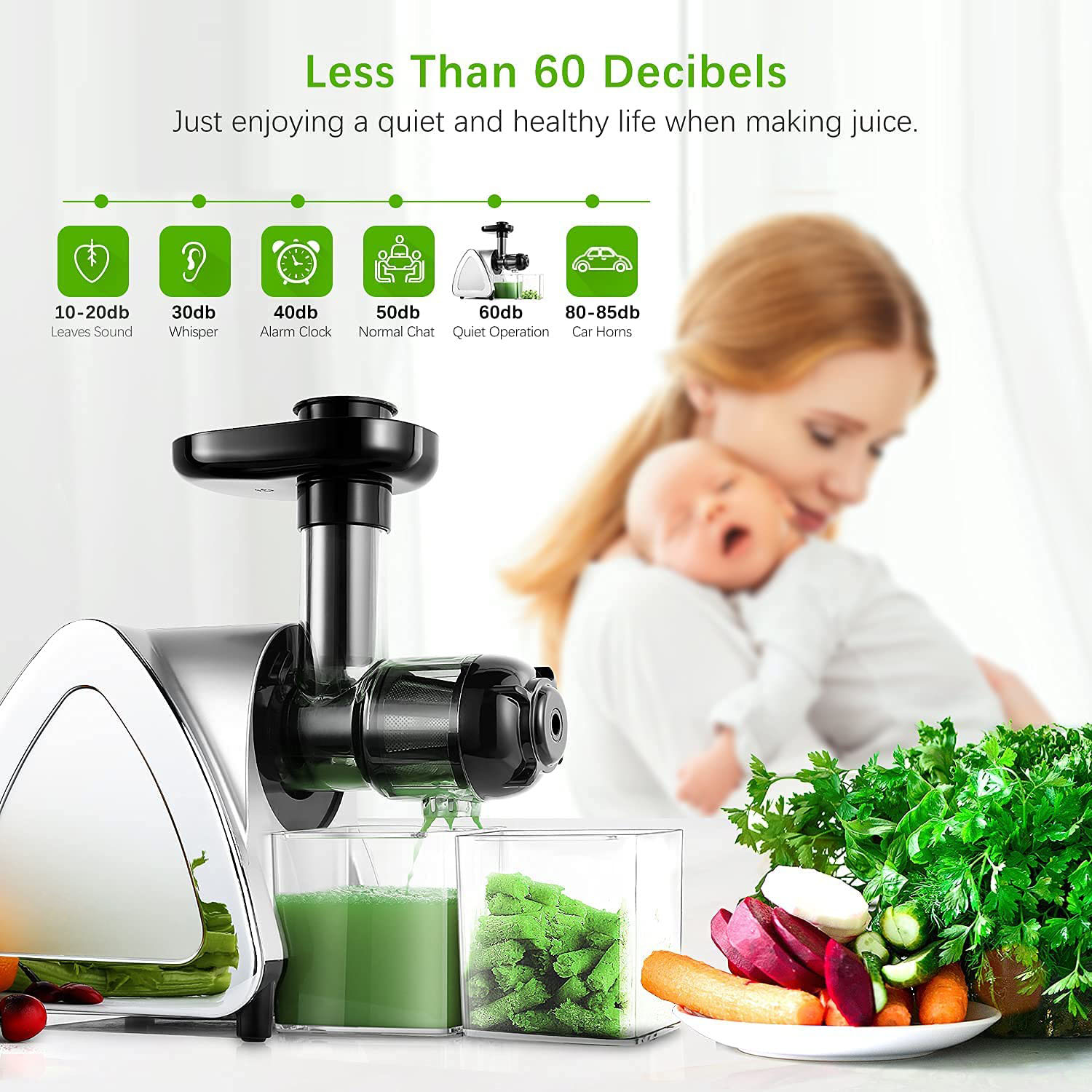 1pc juicer machines juicer easy to clean cold press juicer juicer machines vegetable and fruit high juice yield slow juicer slow juicer with two special container brush juice extractor kitchen accessories details 3
