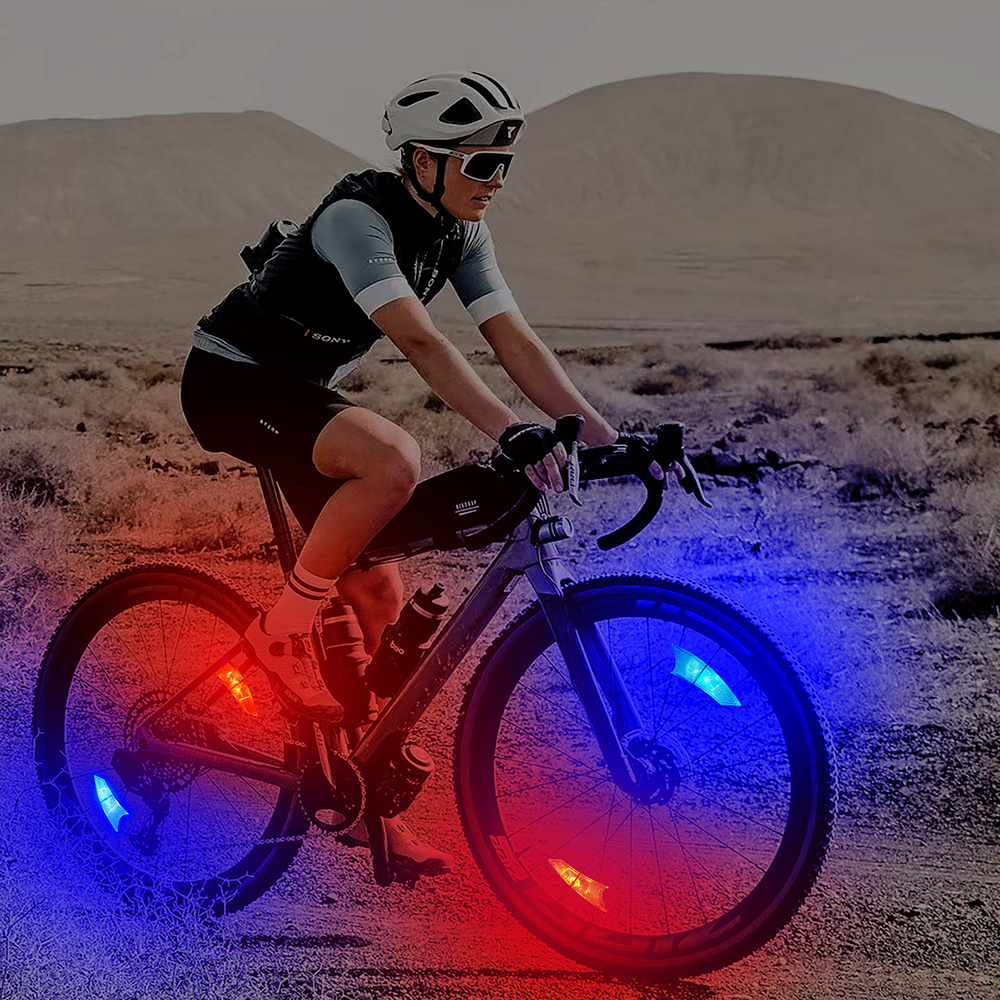 Eclairage LED à pile sur rayon de roue vélo