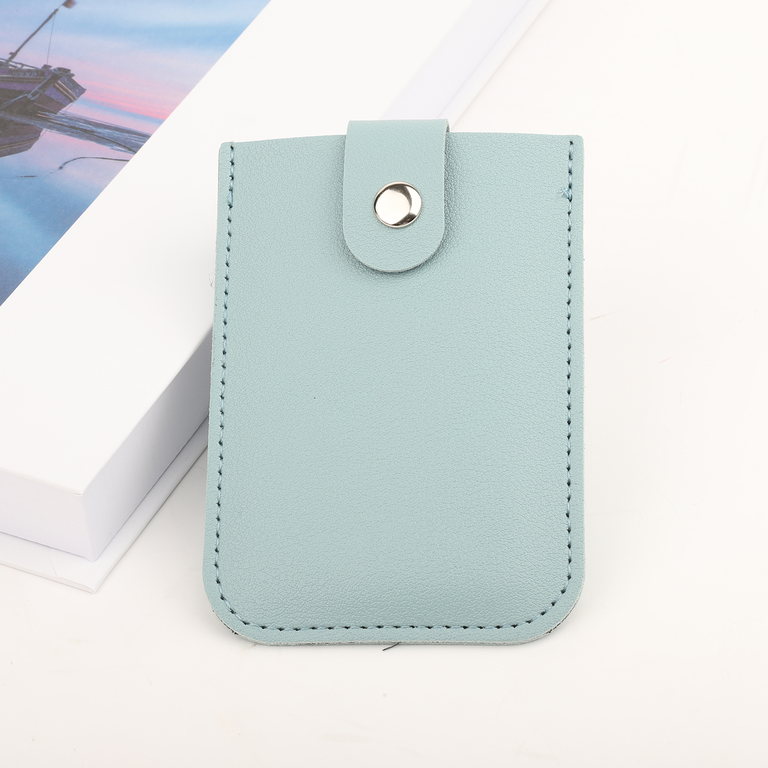 Minimalist Sky Blue RFID Keychain Wallet