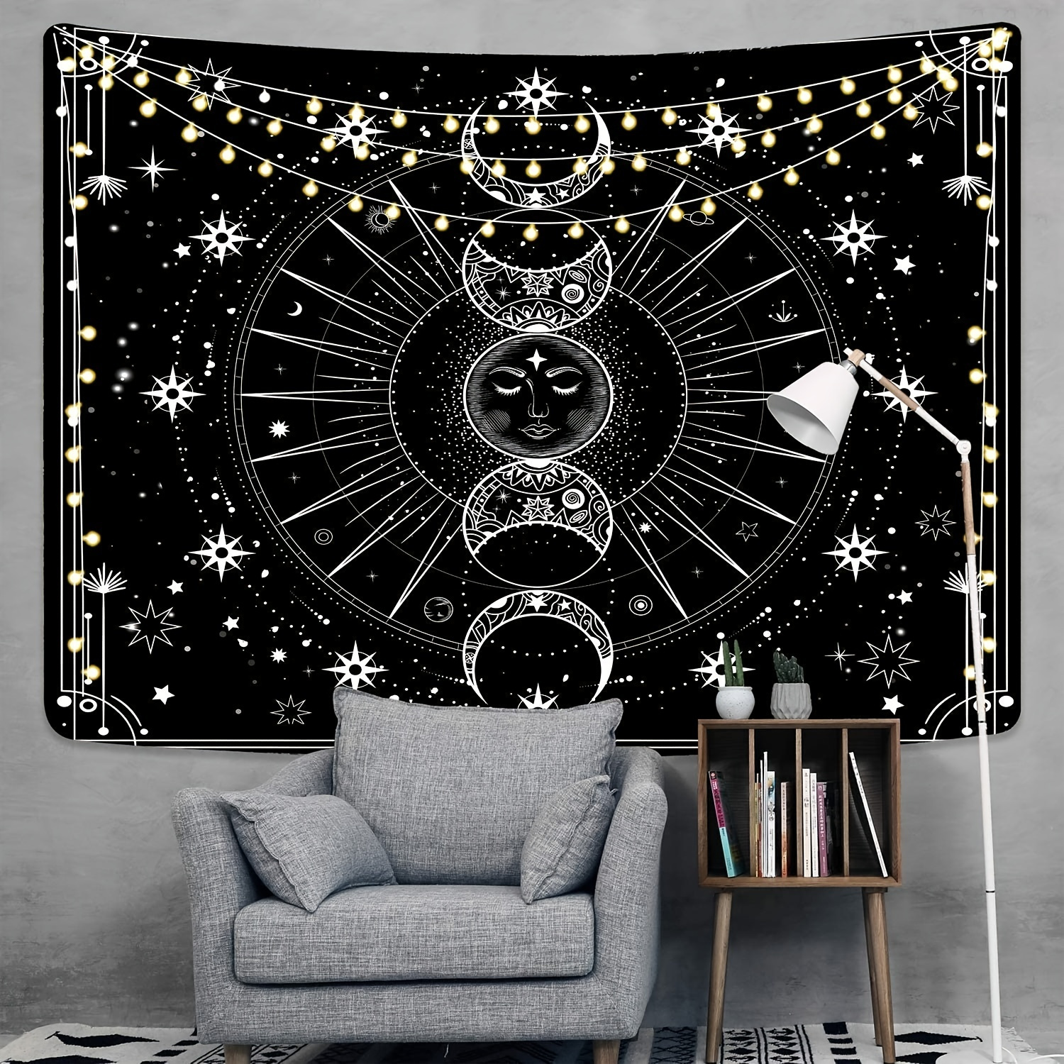 

Psychedelic Stars And Moon Tapestry - Add A Magical Touch To Your Home Decor!