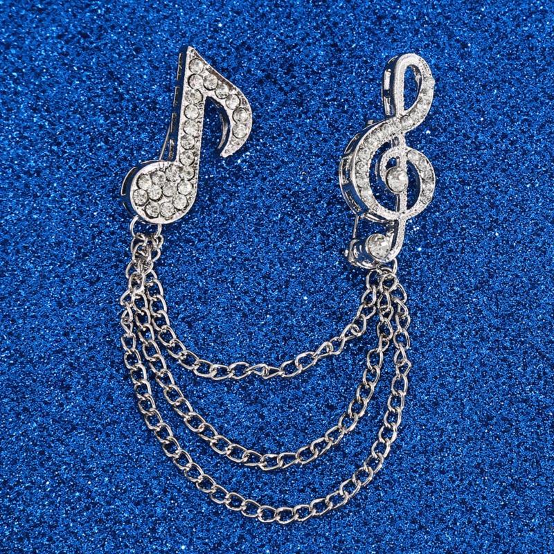 1pc elegante broche de nota musical Pin con cadena de borla para chales y  trajes