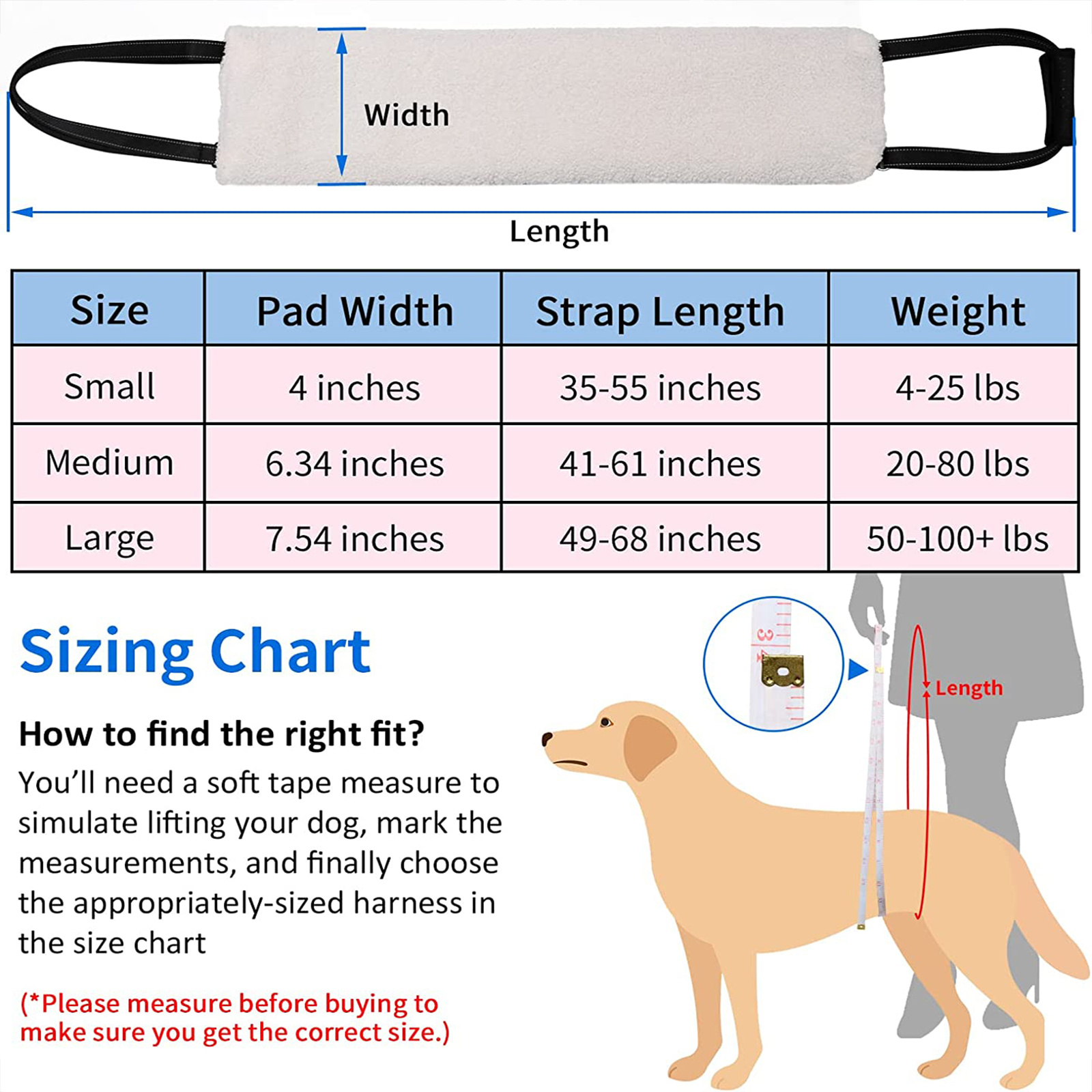 Portable Dog Sling Back Legs Hip Support Harness Help Lift Temu