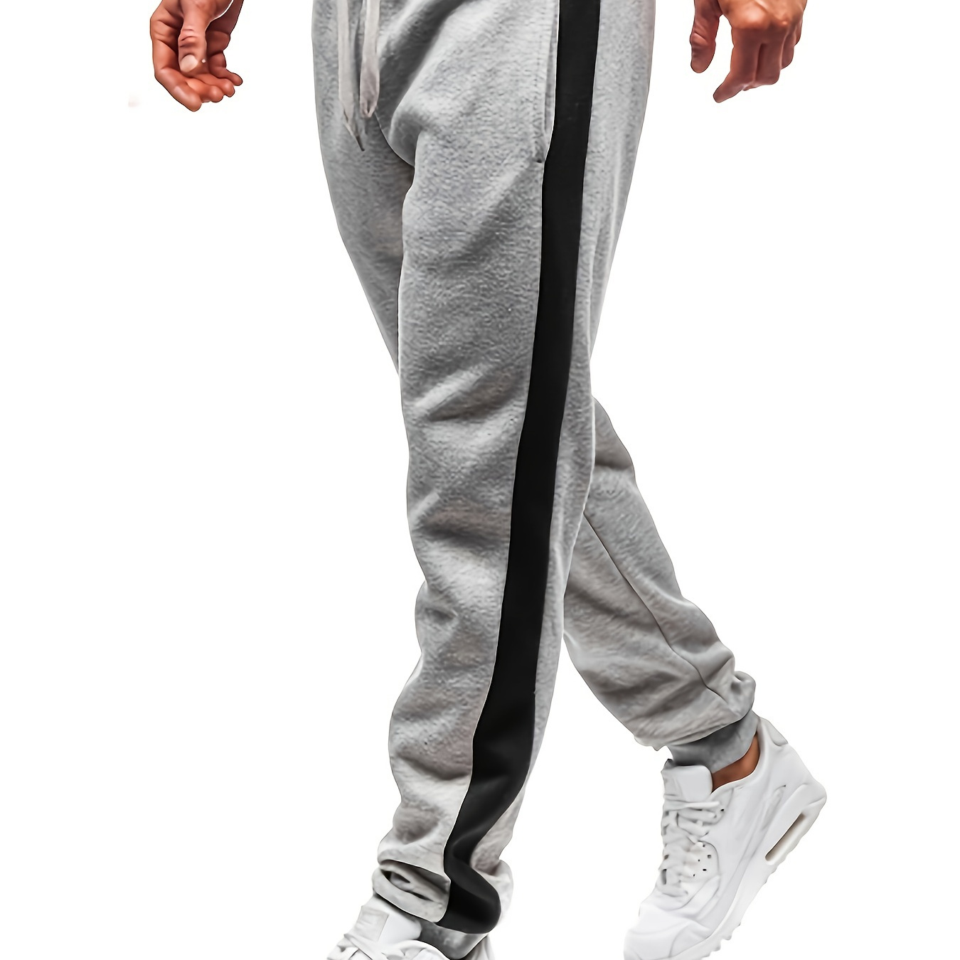 

Men's Striped Drawstring Sweatpants, Thin Active Pants Jogger Pants For