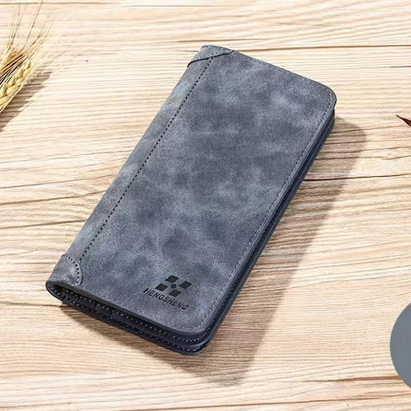 Men's Wallet Vintage Pu Leather Frosted Long Wallets Coin Pocket
