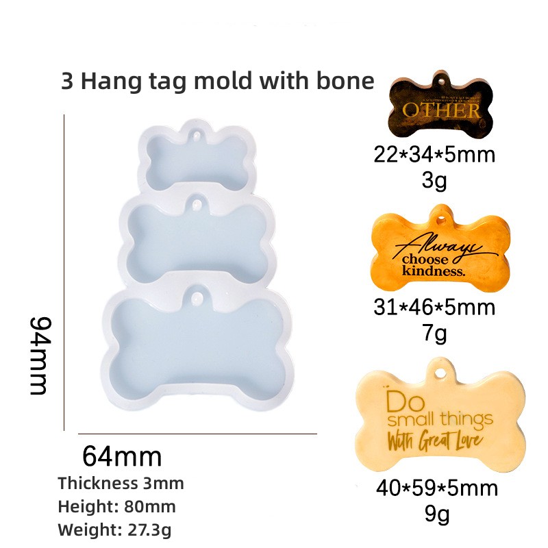 Diy Pet Dog Brand Keychain Drip Glue Mold Pendant Pendant Silicone Mold