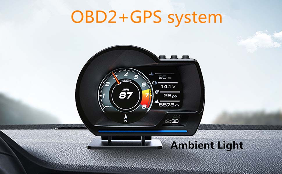 Car Hud Head Display Obd+gps Smart Gauge Test Brake Test - Temu