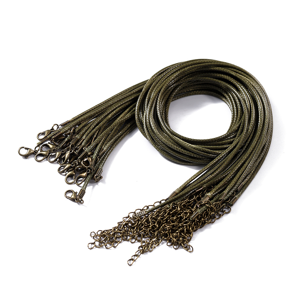 5/10pcs Waxed Necklace Cord Leather Necklace String Rope Wire  17.72inch+1.97inch Extender Chain With Lobster Clasp Jewelry Making  Accessories