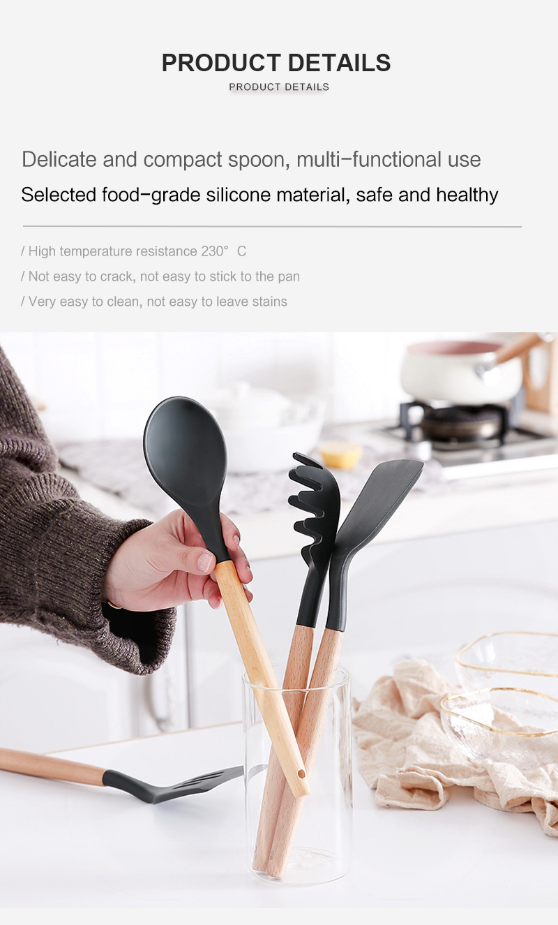 1pc Silicone Spatula With Wood Handle, Heat Resistant And Easy To Clean