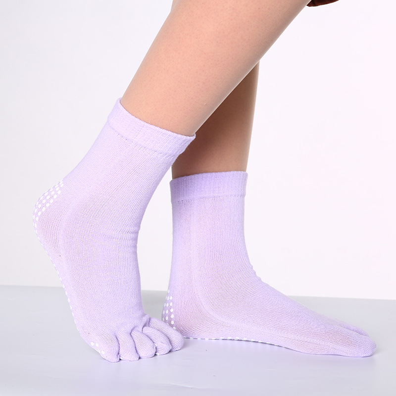 Rainbow Color Non slip Towel Bottom Yoga Socks Cozy 5 Toes - Temu
