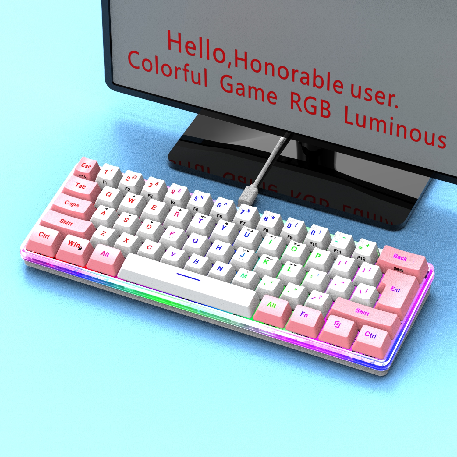 Cipliko Clavier mécanique 60 % - Clavier gamer avec rétroéclairage RVB  compact, 68 touches - Design ergonomique - Petit clavier pour PC Windows  Gamer : : Informatique