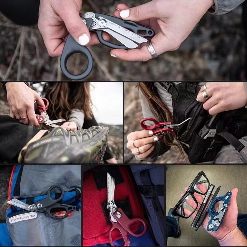 Emergency Shears Multifunctional Foldable Trauma Shears With Ring Cutter Highquality