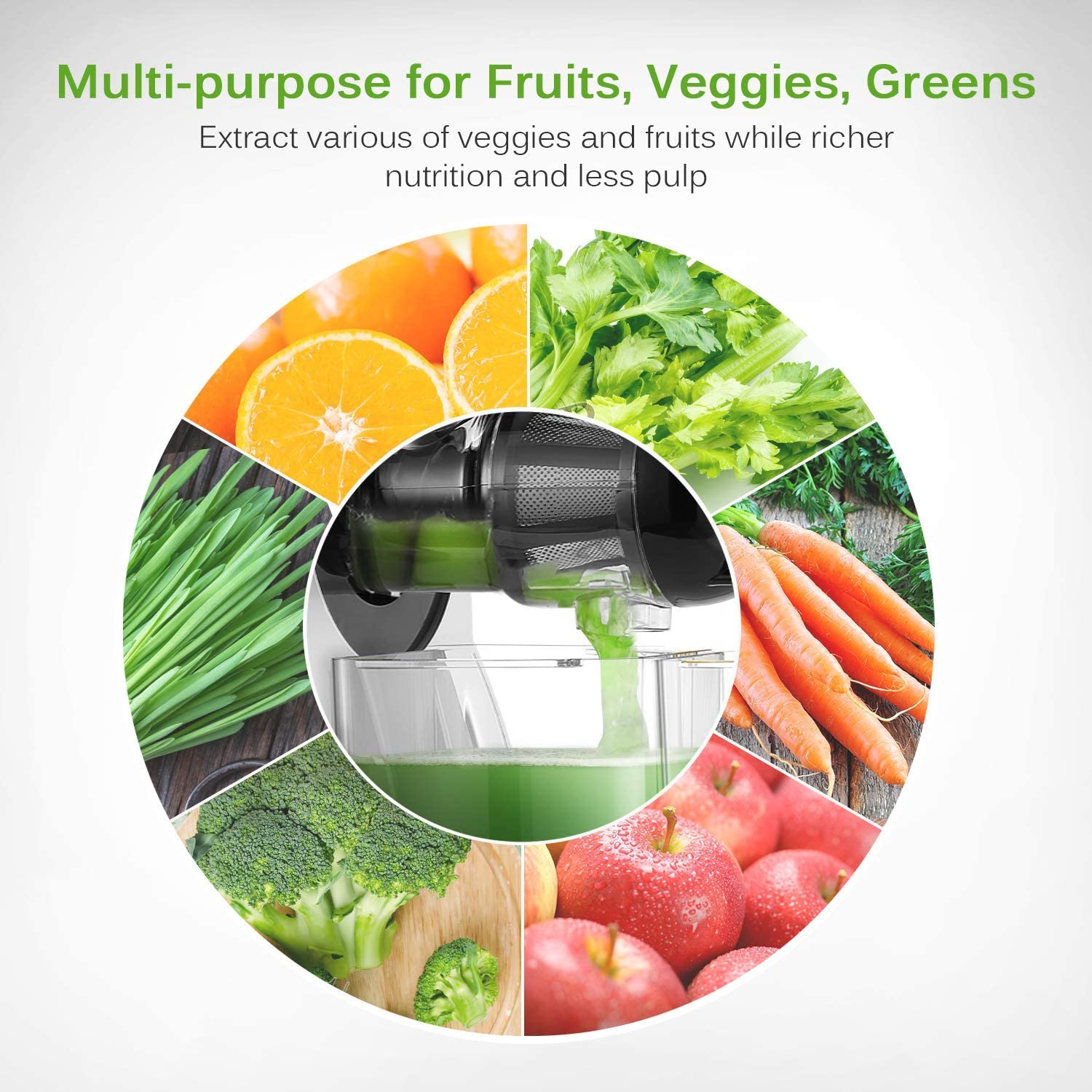 1pc juicer machines juicer easy to clean cold press juicer juicer machines vegetable and fruit high juice yield slow juicer slow juicer with two special container brush juice extractor kitchen accessories details 4