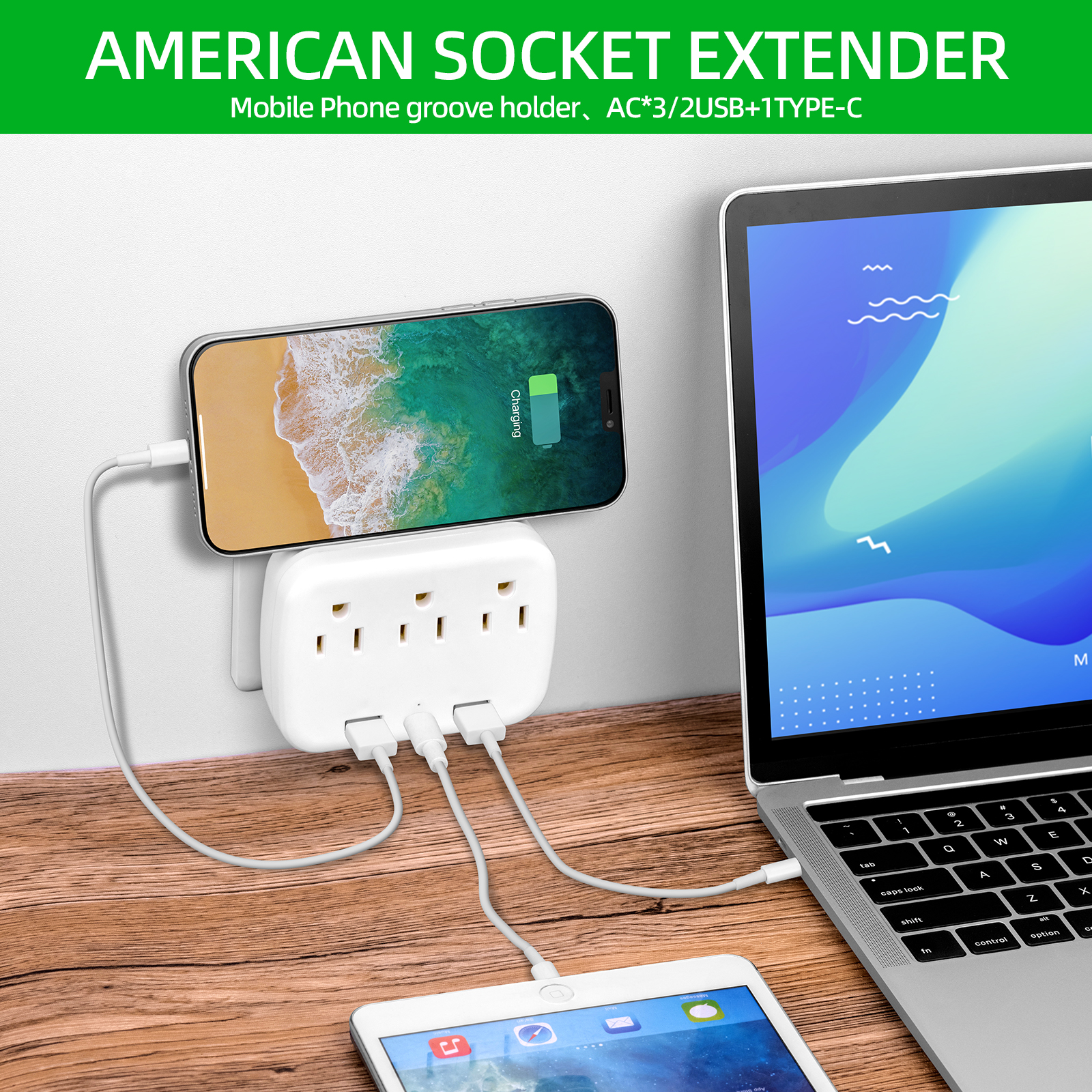 Multiple Outlet Extender Adapter 3 Ac Outlet Splitter 3 Usb - Temu