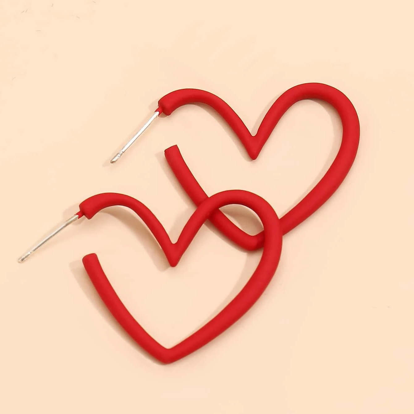 red hollow heart shape hoop earrings women daily casual Temu Oman