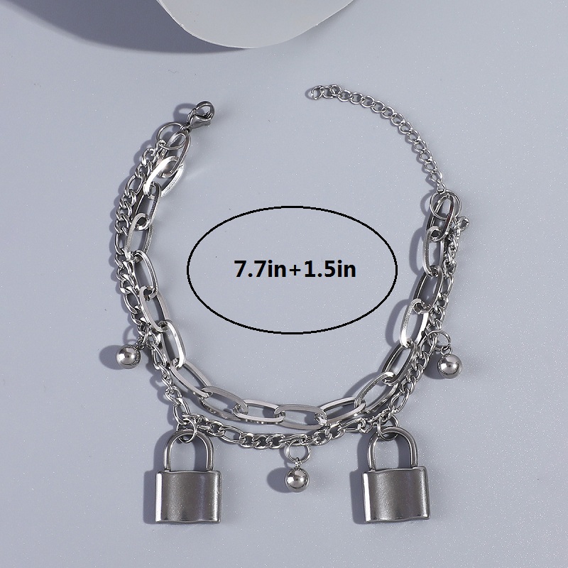 1pc Fashion Mens Bracelet Stainless Steel Love Lock Bracelet - Jewelry &  Accessories - Temu