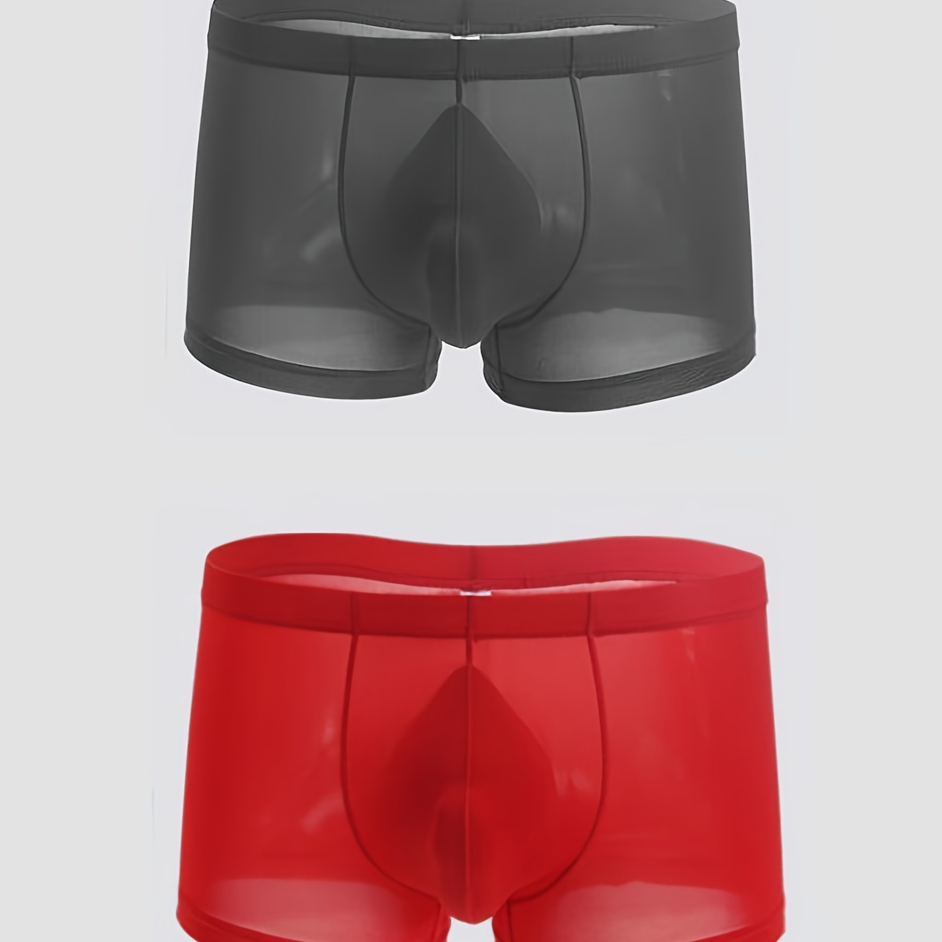 

2pcs Men's Ice Silk Sexy Translucent Smooth Thin Trendy Comfortable Boxer Briefs Underwear Plus Size