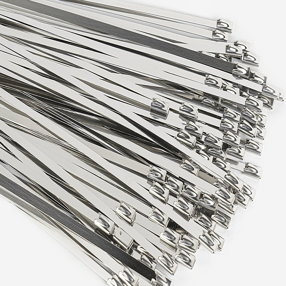 

Metal Zip Ties, 100pcs Stainless Steel Zip Ties, Multi-purpose Zip Ties Heavy Duty Cable Ties For Exhaust Wrap, Indoor, And Outdoor