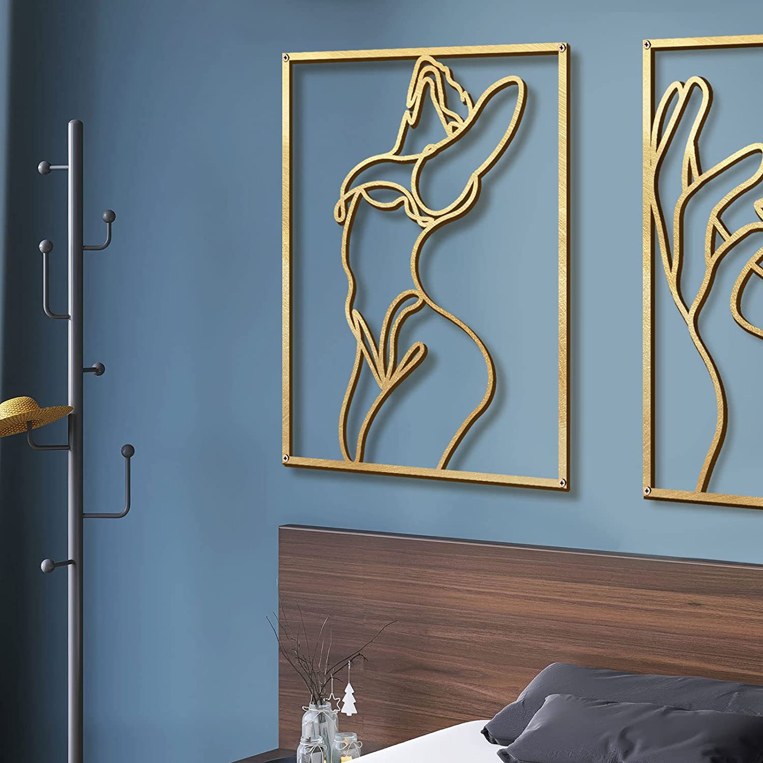 1pc modern metal wall decor abstract female silhouette sculpture for bedroom living room and bathroom thickened line art design for elegant home decor details 5