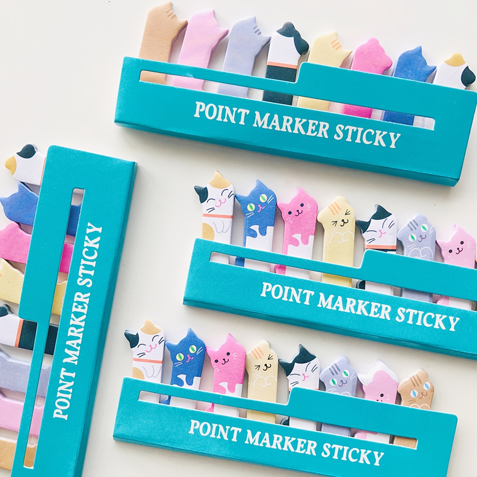 

240 Sheets Cats Sticky Point Markers, 8 Different Style Cute Cartoon Cat Sticky Notes, 30pcs Each, Index Memo Pad Message Note Stationery School Supplies Paper Stickers, 4.92*1.97inch