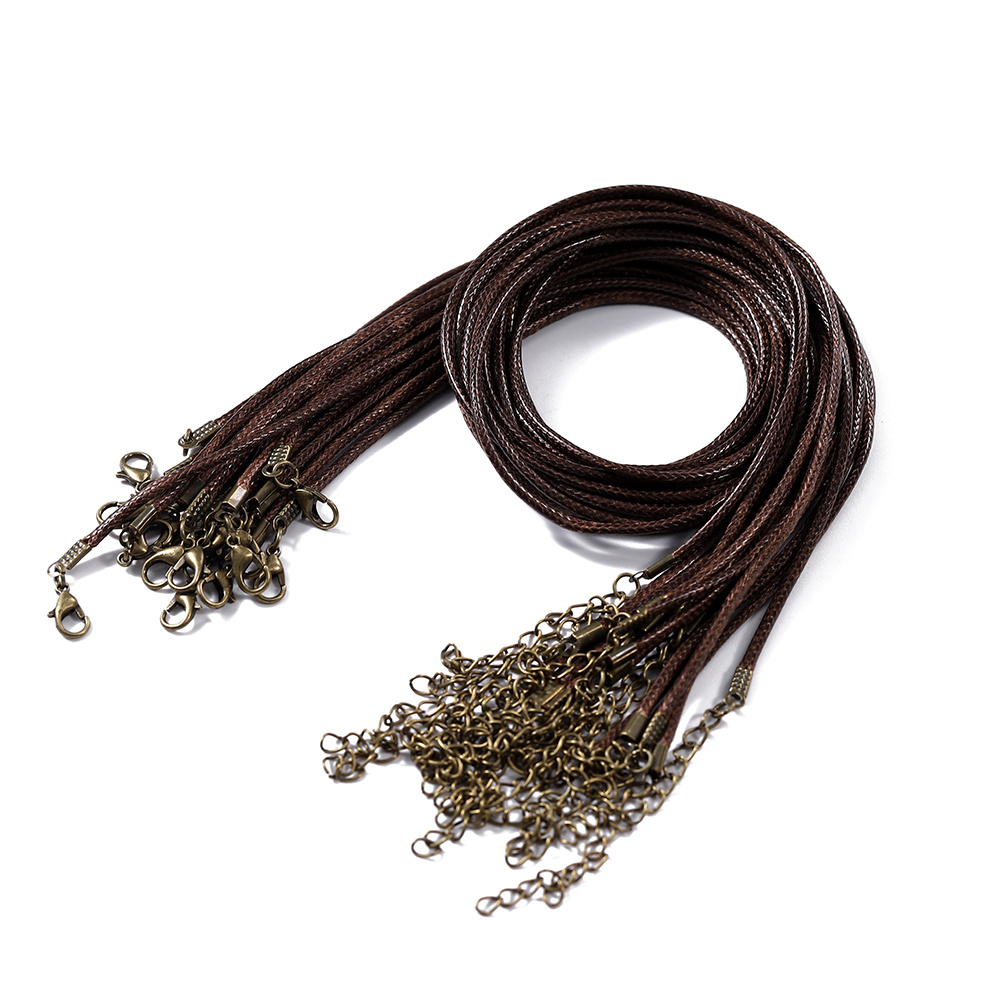 LEATHER NECKLACE VINTAGE BLACK - cord 2mm - bronze clasp