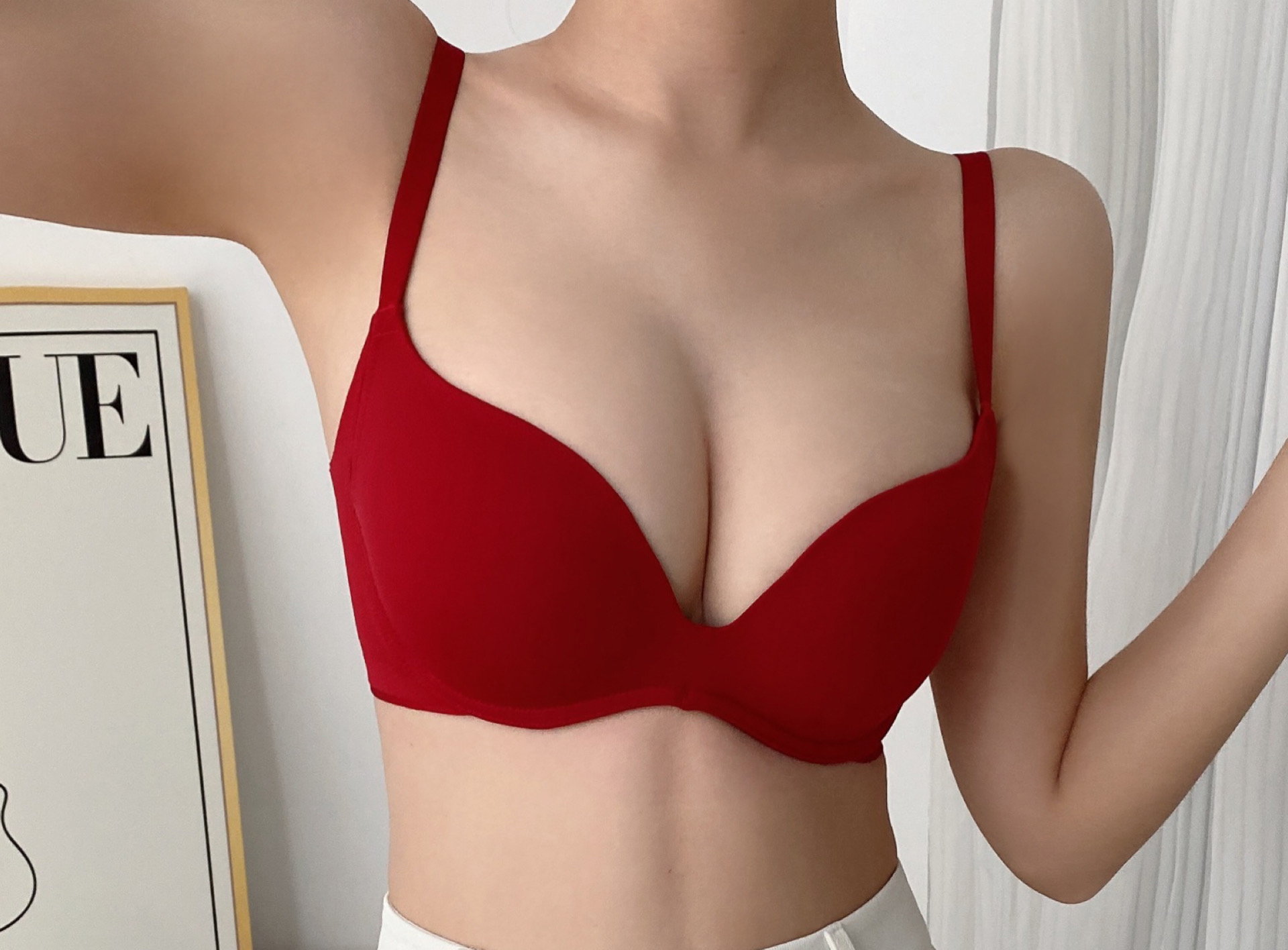 Seamless satin underwear women's thin-cup silk small breast push-up  adjustable breast-retracting non-wired bra 6618B